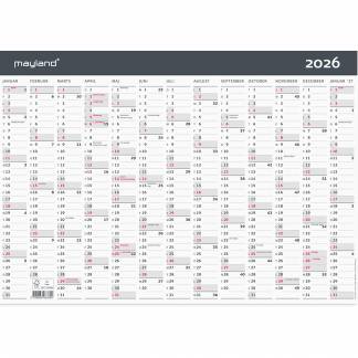 Mayland 2026 26063300 moderne vægkalender 1x13mdr. A3 29,6x42cm 