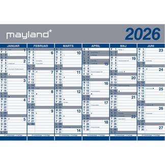 Mayland 2026 26064000 2x6mdr. vægkalender 70x100cm 