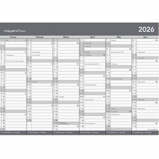 Mayland 2026 26268000 basic kontorkalender A4 21x29,6cm grå 