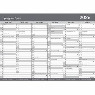 Mayland 2026 26268500 basic kontorkalender A3 29,8x42cm grå 