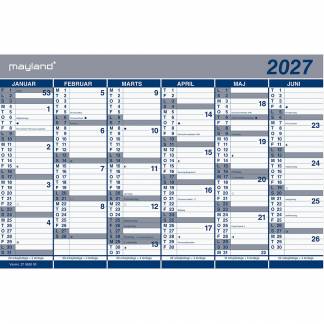 Mayland 2027 27063000 dobbelt halv&aring;rskalender 29x44cm bl&aring; 