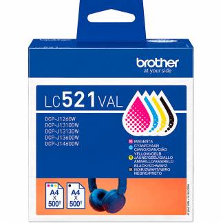 Brother LC521VAL bl&aelig;kpatroner Valuepack 4x500ark BK/CMY