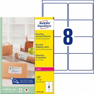 Avery shipping etiketter genbrugspapir 99,1x67,7mm r&aring;hvid