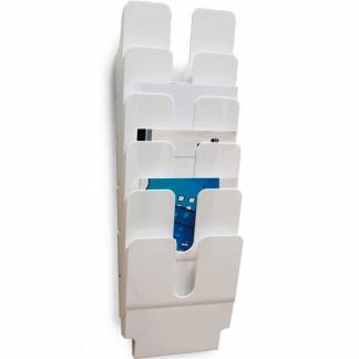 Durable Flexiplus brochureholder med 6 bakker A4 h&oslash;jformat hvid