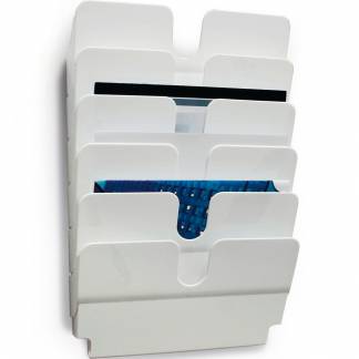 Durable Flexiplus brochureholder med 6 bakker A4 tv&aelig;rformat hvid