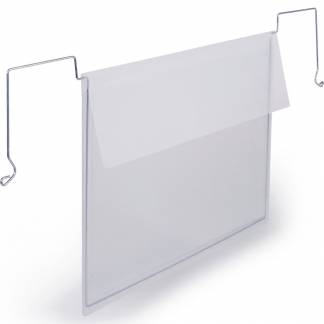 Durable lagerlomme m/wirebeslag og foldeflap A5 tv&aelig;rformat transparent