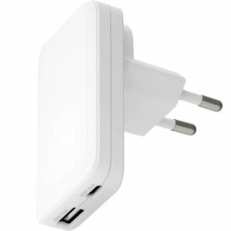 Dbramantelader1928 Re-Charge Pro slim oplader USB-C 30W +USB-A 30W hvid