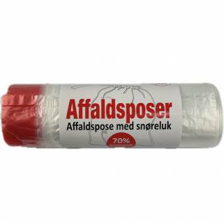 Affaldsposer med sn&oslash;reluk 44x50cm 18,5my klar/r&oslash;d 