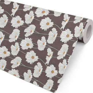 Gavepapir Hvideblomster 57cmx154m sort/hvid