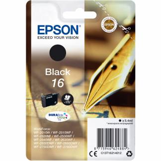 Epson 16 C13T16214012 sort bl&aelig;kpatron, 175 sider