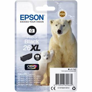 Epson 26XL C13T26314012 Foto Sort Bl&aelig;kpatron, 400 sider