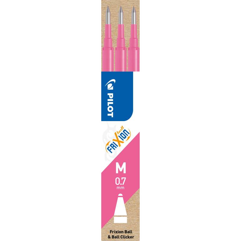 Pilot Frixion Clicker refill 0,7mm pink pk. m/3 stk