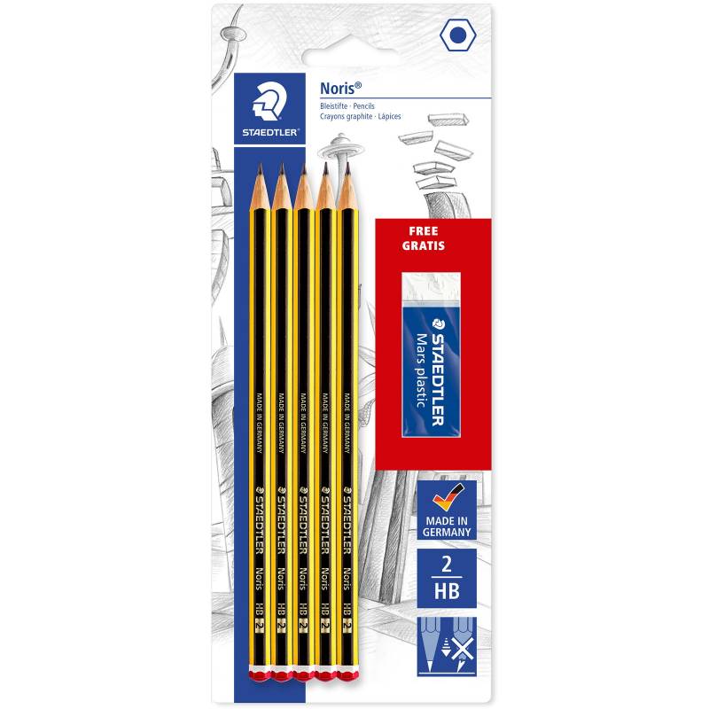 Staedtler Noris 120 HB grafitblyanter + viskel&aelig;der