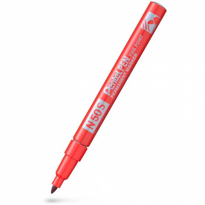 Pentel N50S permanent marker 1mm r&oslash;d