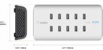 RockStar 10-Port USB Charging Station, White