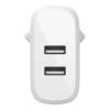 Dual USB-A Wall Charger 24W + Lightning Cable, White