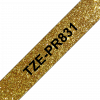 Labeltape Brother TZePR831 12mmx8m sort på guld lamineret