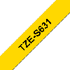 Labeltape Brother TZeS631 12mmx8m sort på gul stærk klæb
