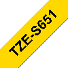 Labeltape Brother TZe-S651 24mmx8m sort på gul stærk klæb