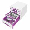 Desk cube WOW m/5-skuffer hvid/lilla