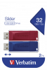 VERBATIM USB DRIVE 2.0 STORE &acute;N&acute; GO SLIDER 2 X 32GB (RED / B