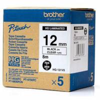 BROTHER 12 MM BLACK ON CLEAR HI.GR. 5PK