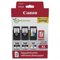 2x PG-560XL + CL-561XL + Papir XL 3712C012 CMYK rabatpakke original