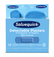 Salvequick Fingerspidsplaster bl&aring; refill