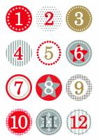 Herma stickers Decor julekalendergaver r&oslash;d 1-24 (2)