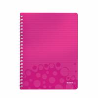 Notesbog WOW PP A4 m/hul lin. 80ark pink