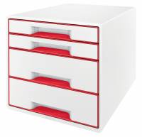 Desk Cube WOW m/4-skuffer hvid/r&oslash;d