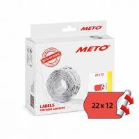 METO etiket perm 22x12 neonr&oslash;d (12rl/1000)