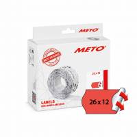 METO etiket perm 26x12 neonr&oslash;d (12rl/1000)