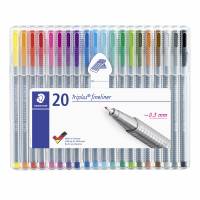 STAEDTLER triplus 334 Fineliner Sort Bl&aring; Brun Gr&aring; Gr&oslash;n Orange Pink Lilla R&oslash;d Gul