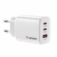 VERBATIM Essentials GaN Charger 65W EU 3-port White