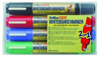 Whiteboard Marker Artline 525T 2-i-1 4-s&aelig;t