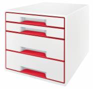 Desk Cube WOW m/4-skuffer hvid/rød