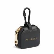 AirPods Bag incl. hook with lock - Black with gold zipper