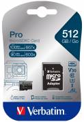 Micro SDXC Card PRO U3 Class 10 A2 512GB w/adaptor