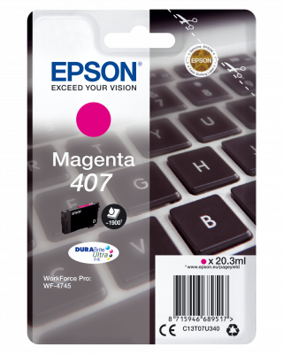 Epson 407 Magenta 1900 sider Bl&aelig;k C13T07U340