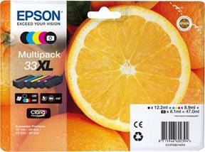 Epson 33XL Multipack Sort Gul Cyan Magenta Foto-sort Bl&aelig;k C13T33574011