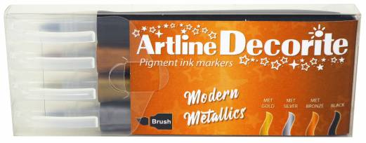 Artline Decorite brush Modern metallic 4-s&aelig;t