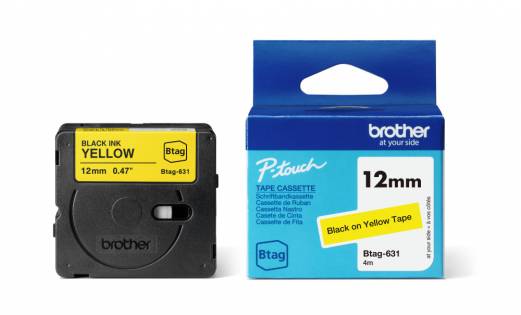BTAG-631 12mm Black on yellow tape