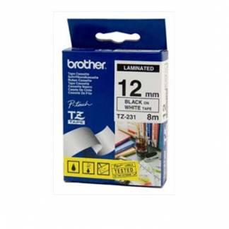 Brother TZe-231 Labeltape 12mm x 8m - Sort/hvid