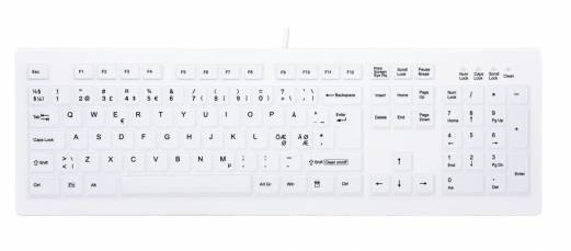 Active Key ClassicClean Med Keyboard IP68 Full-Size W White