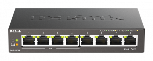 D-LINK 8-port 10/100/1000 Desktop Switch w/ 4 PoE Ports