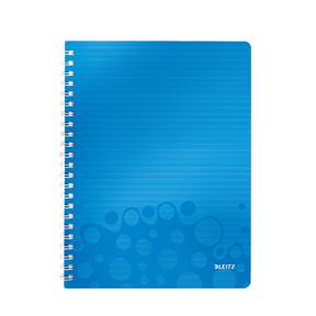 Notesbog WOW PP A4 m/hul lin. 80arkl blå