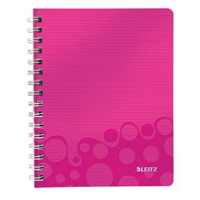 Notesbog WOW PP A5 m/hul lin. 80ark pink