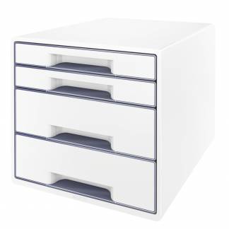 Desk cube WOW m/4-skuffer hvid/gr&aring;