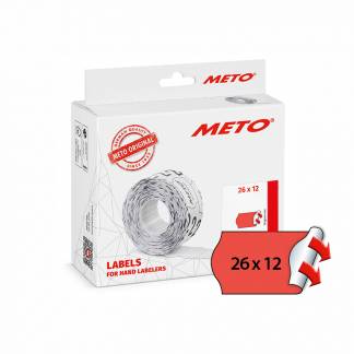 METO etiket perm 26x12 neonr&oslash;d (12rl/1000)